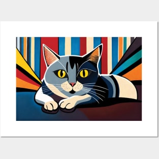 A Colorful Cat Painting Posters and Art